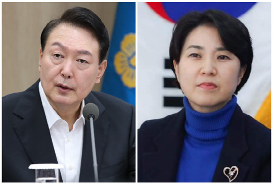 윤석열 대통령(왼쪽) 남영희 민주연구원 부원장. <대통령실 제공, 남영희 SNS>